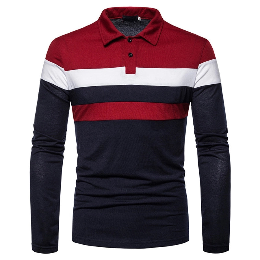 Men's long-sleeved  shirt 3 color stitching T-shirt  new  casual fashion  T-shirt fashion
