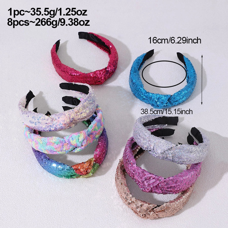 Women's Sweet Simple Style Colorful Solid Color Polyester Sequins Hair Band