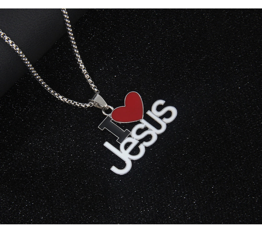 Hip-Hop Letter Heart Shape 201 Stainless Steel Alloy Enamel Unisex Pendant Necklace