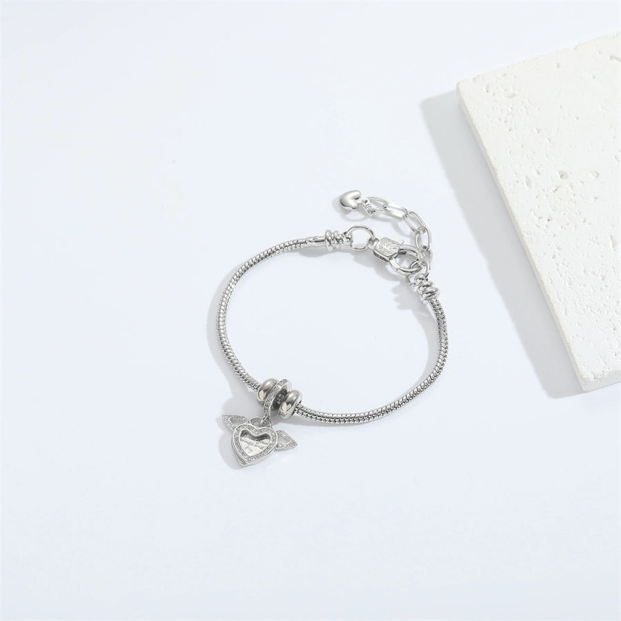 Jewelry Elegant Simple Style Commute Red Heart Copper + Zircon Zircon White Gold Plated Red Heart Bracelets