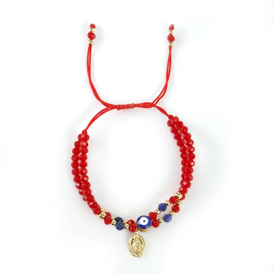 Casual Simple Style Human Eye Artificial Crystal Seed Bead rope Woven Chain Beaded Bracelets