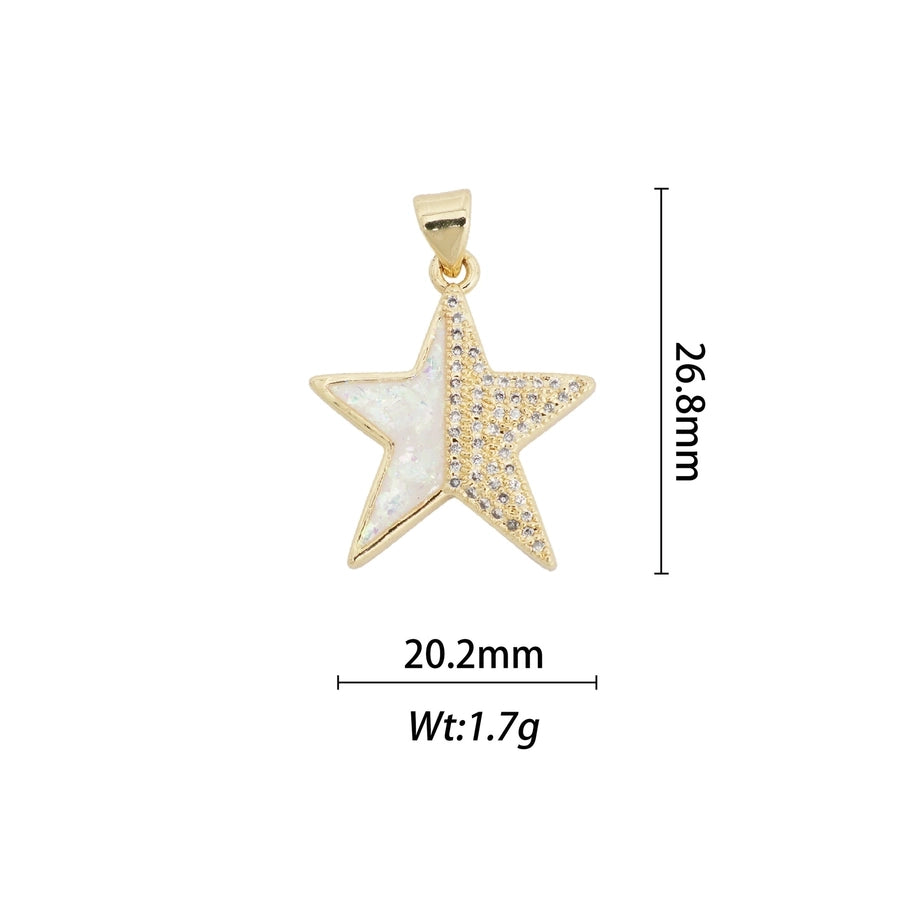 1 Piece Copper Zircon Geometric Star Pendant