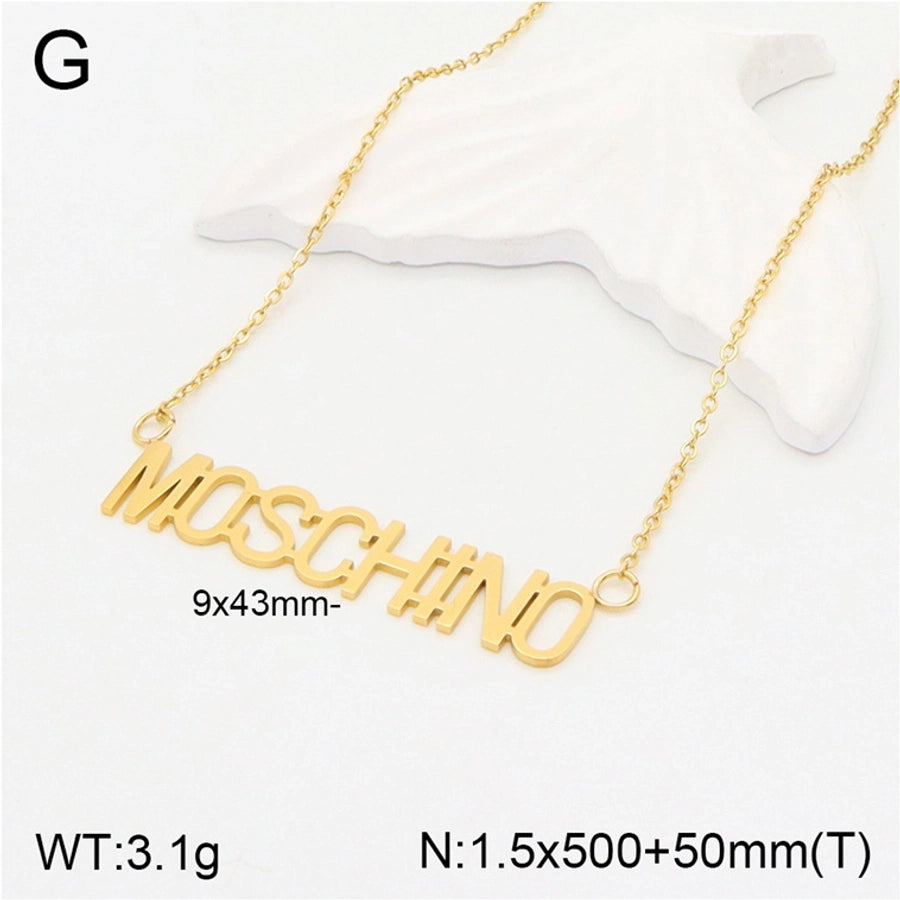 Jewelry Casual Elegant Cute letter Bee Butterfly 304 Stainless Steel Artificial Pearls Rhinestones 18K Gold Plated Inlay Pendant Necklace
