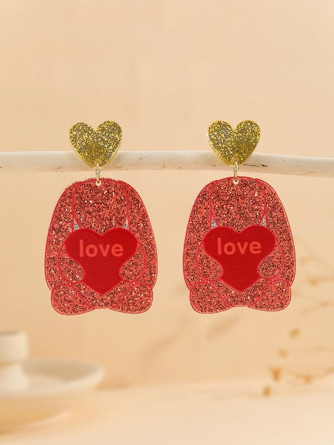 1 Pair Cute Exaggerated Double Heart Heart Shape Asymmetrical Irregular Handmade Arylic Drop Earrings