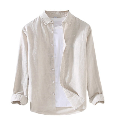 Men's Solid Color Casual Business Shirt Collar Long Sleeve Slim Men's Tops
