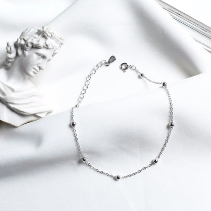 new s925 sterling silver beads cross chain anklet Korea  temperament simple foot ornaments personalized jewelry