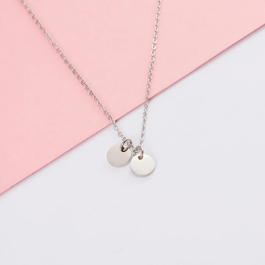 Jewelry Simple Style Round 304 Stainless Steel Plating Pendant Necklace