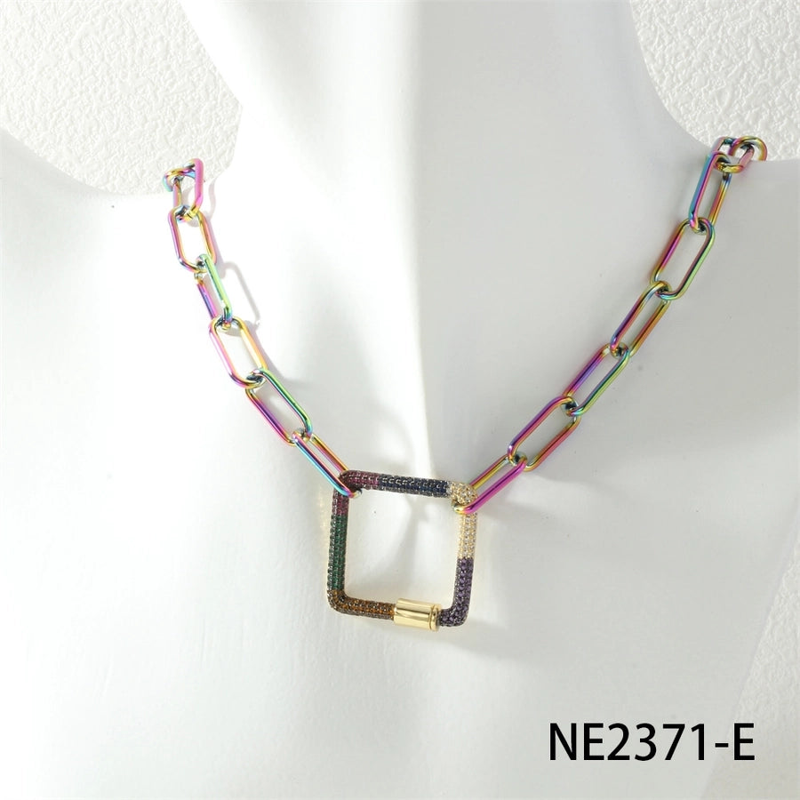 Jewelry Hip-Hop Geometric Copper Zircon Necklace