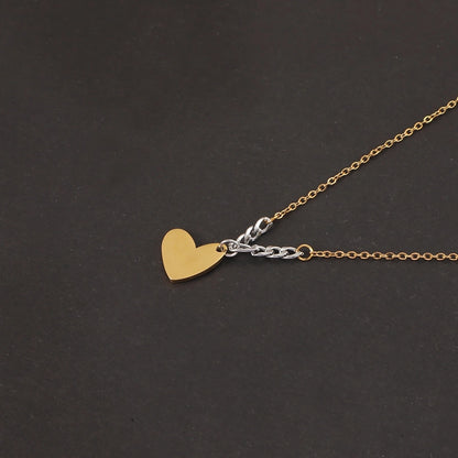 Jewelry Casual Simple Style U Shape 304 Stainless Steel 18K Gold Plated Mixed Metal Pendant Necklace