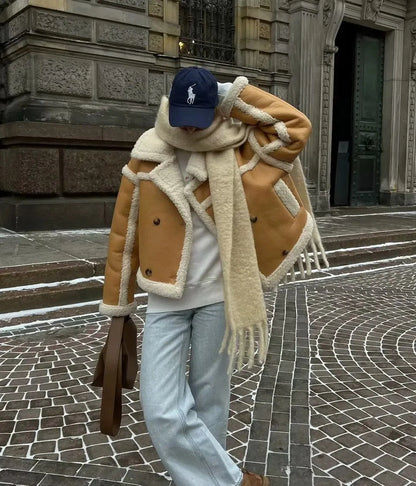 Women's Preppy Style Color Block Coat