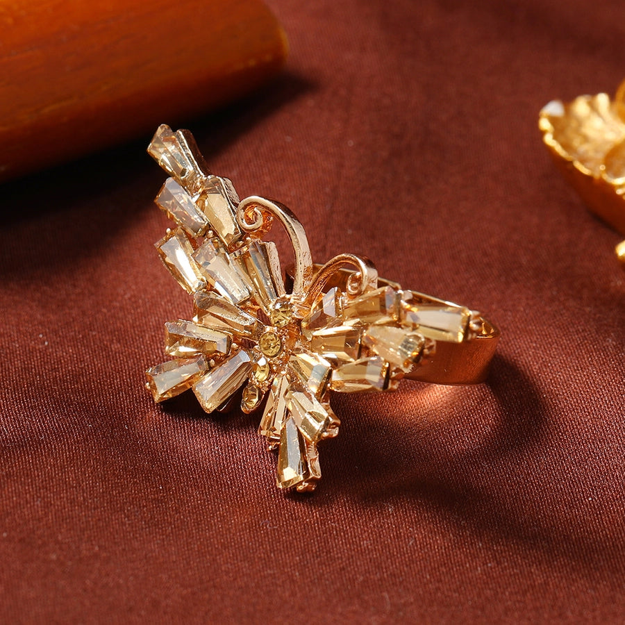 Elegant Butterfly Alloy Rhinestones Women's Adjustable Ring