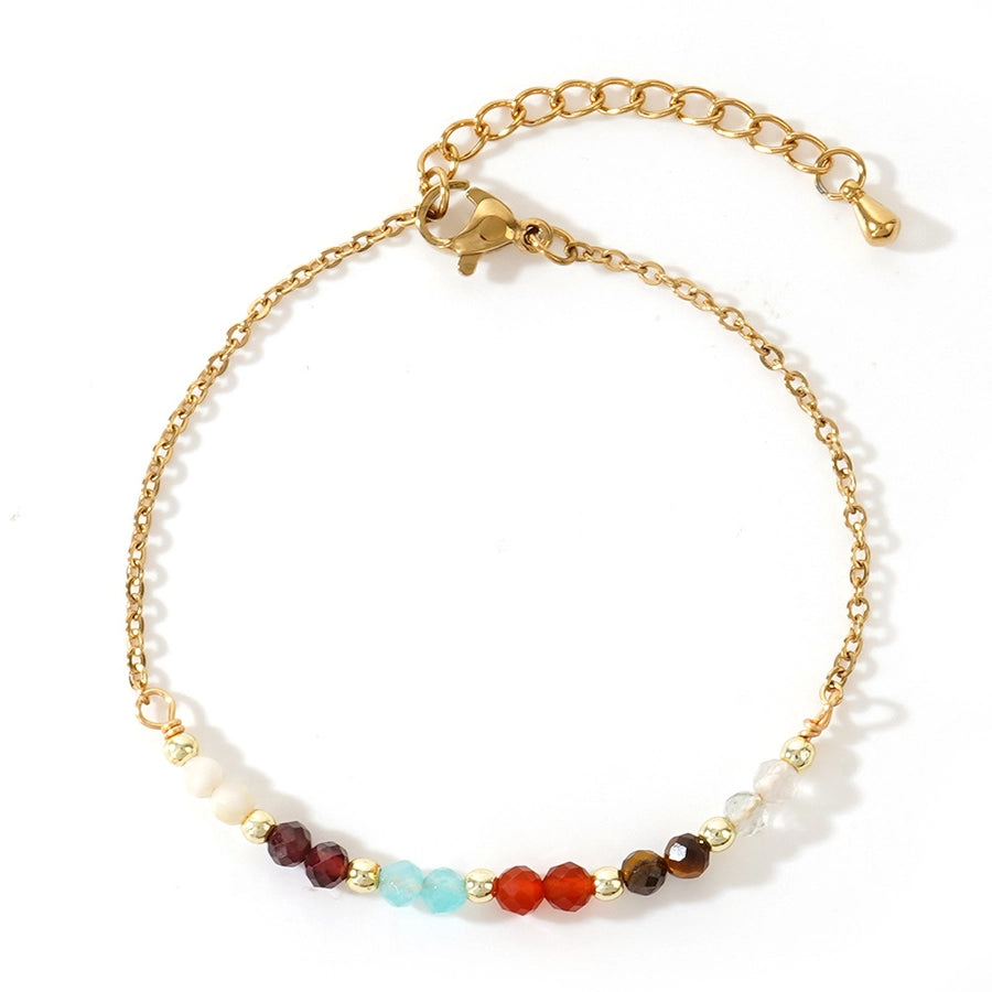 Bohemian Round natural stone Copper cable chain String Bracelets