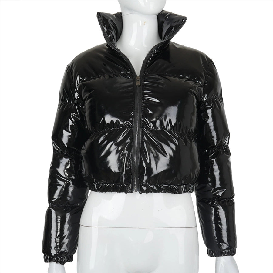 Women's Streetwear Solid Color Zipper Coat cotton clothes