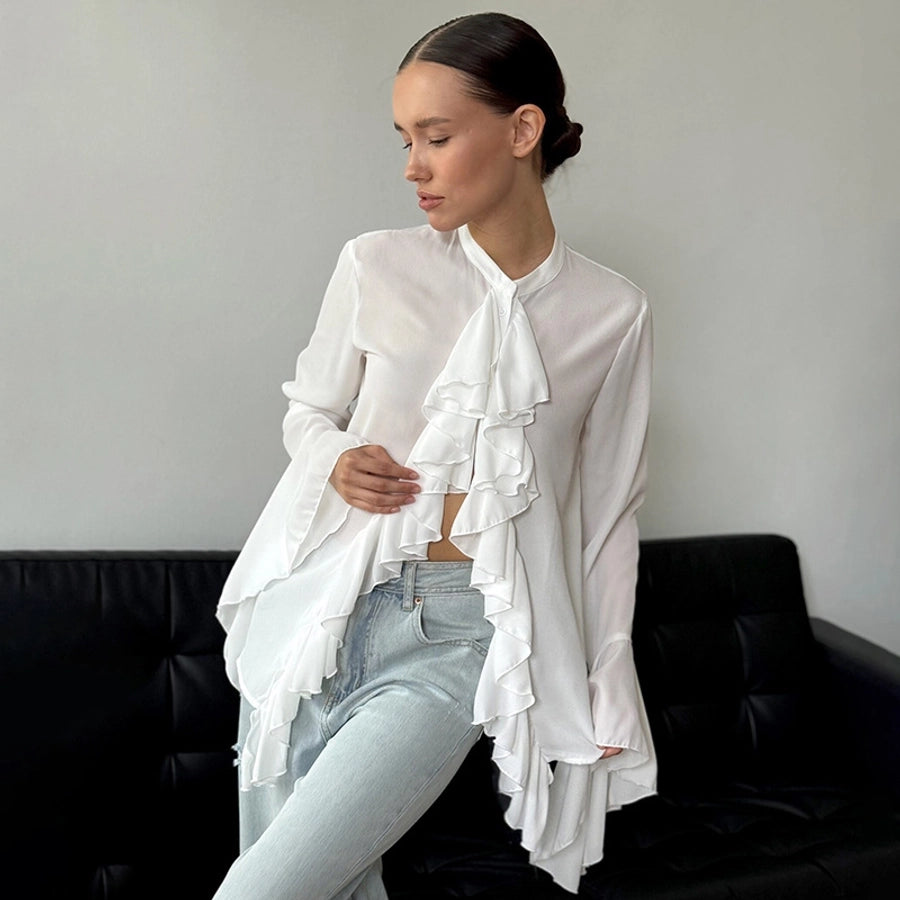 Women's Blouse Long Sleeve Blouses Streetwear Solid Color