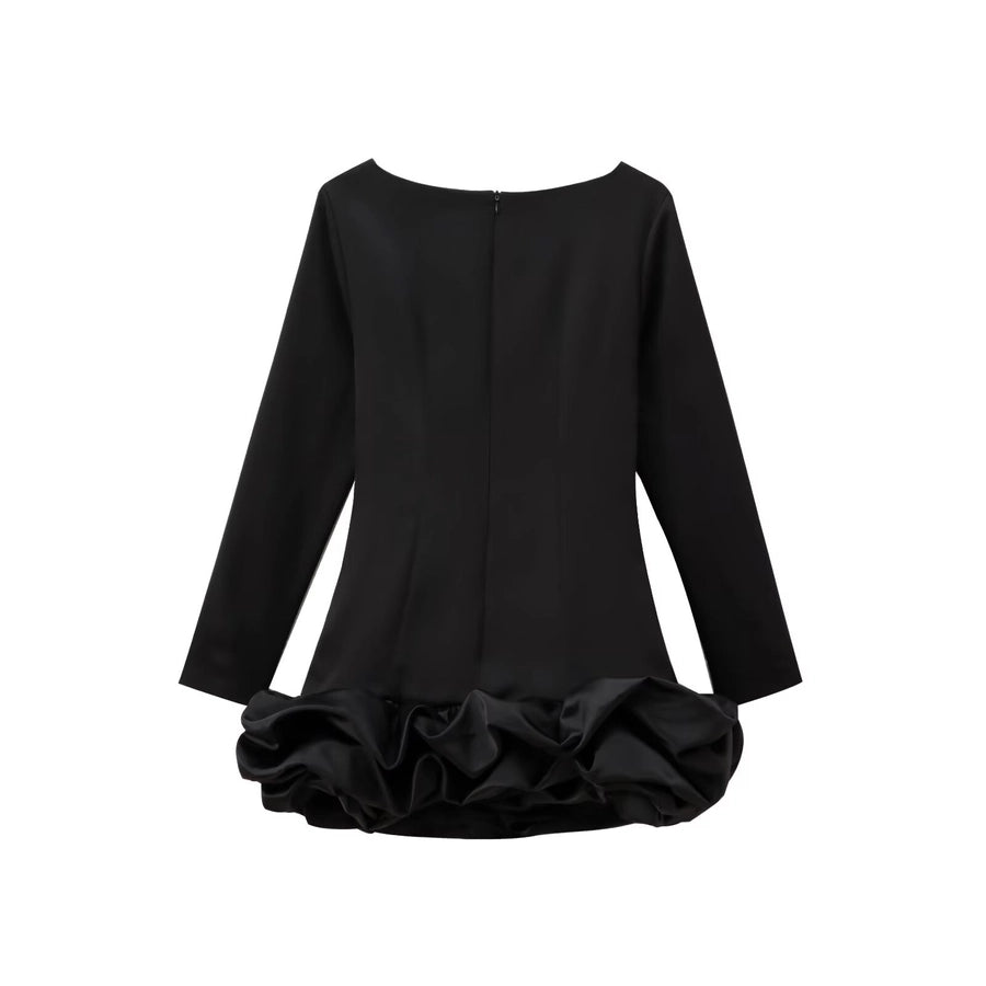 Women's Sheath Dress Elegant Sexy Round Neck Long Sleeve Solid Color Short Mini Dress Holiday Daily