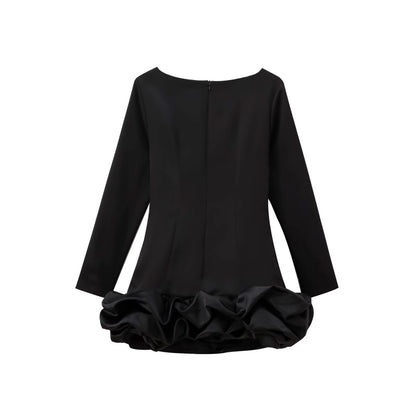 Women's Sheath Dress Elegant Sexy Round Neck Long Sleeve Solid Color Short Mini Dress Holiday Daily