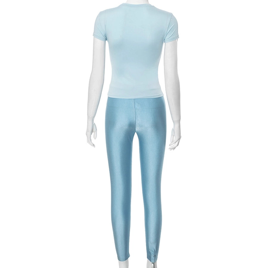 Daily Women's Streetwear Solid Color Spandex Polyester Pants Sets Pants Sets