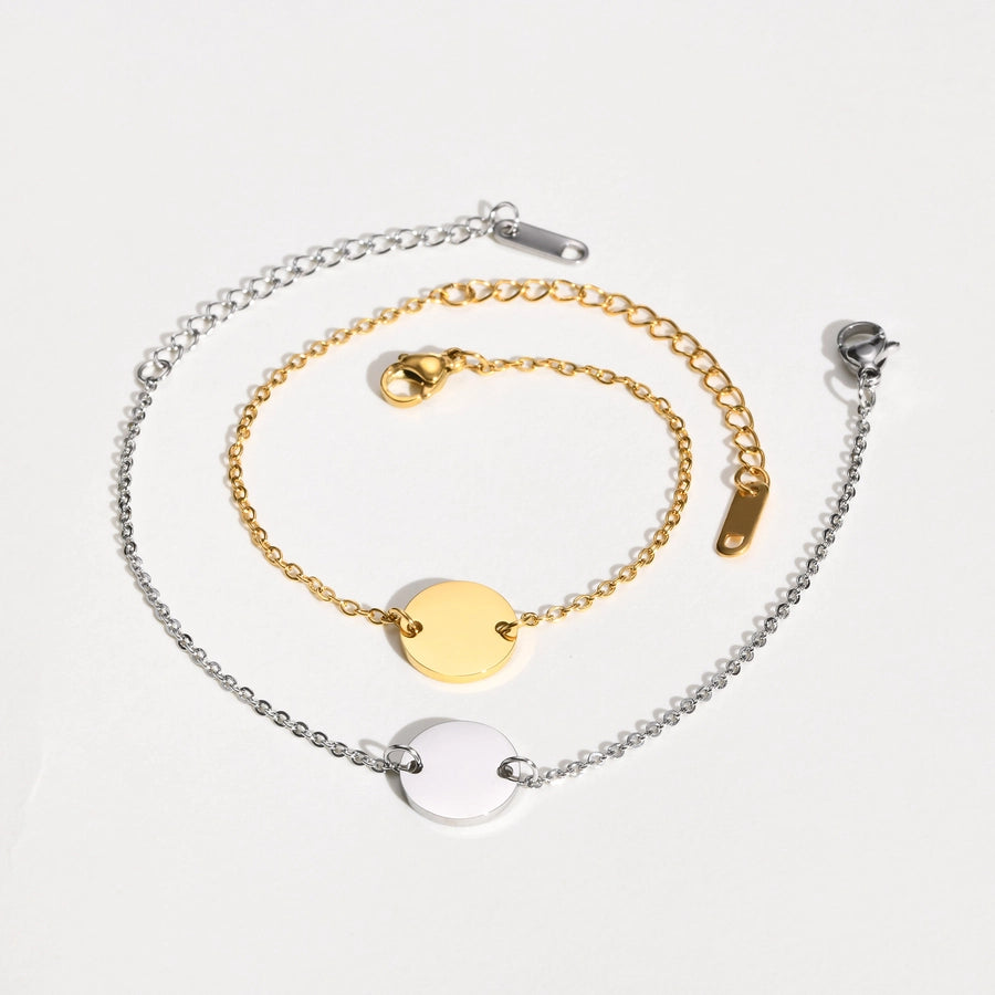 Vacation Classic Style Round 304 Stainless Steel 18K Gold Plated cable chain Bracelets In Bulk Stainless Steel Bracelets