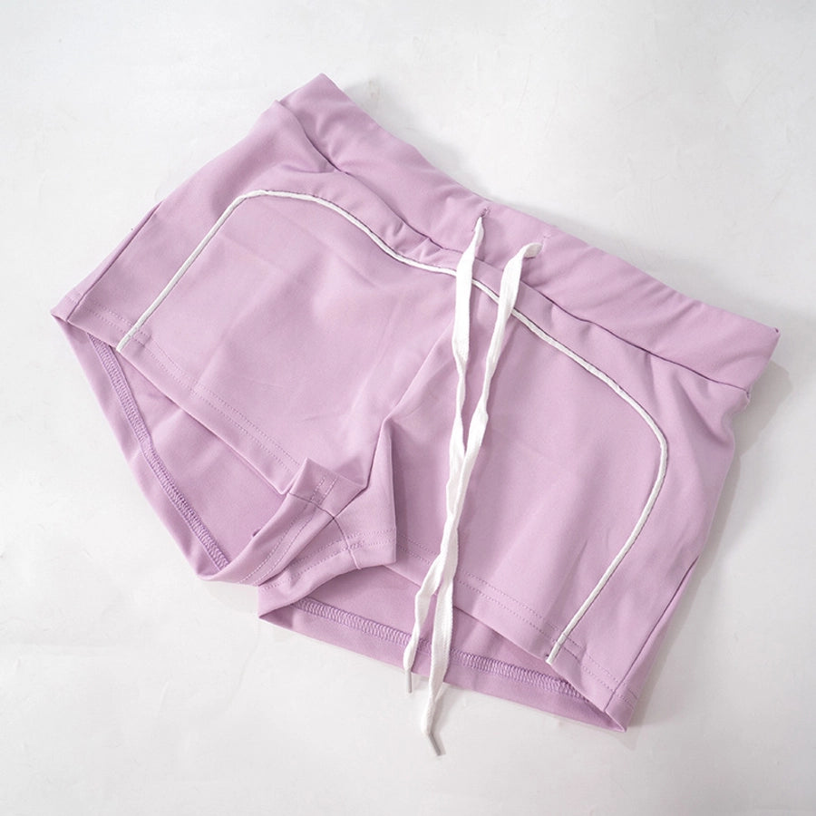 Daily Women's Streetwear Contrast Collar Spandex Polyester Twilled Satin Shorts Sets Shorts Sets