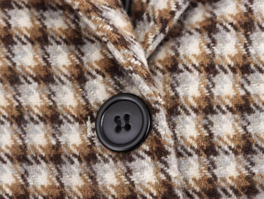 Women's Elegant Plaid Pocket Single Breasted Woolen Coat