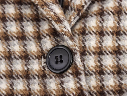 Women's Elegant Plaid Pocket Single Breasted Woolen Coat