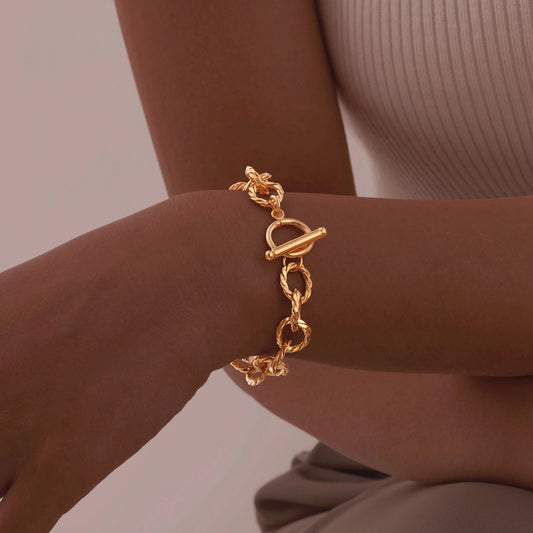 IG Style French Style Circle 304 Stainless Steel 18K Gold Plated  Bracelets In Bulk Stainless Steel Bracelets