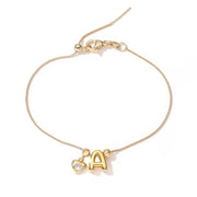 Gold Beaded Letter Pull Bracelet