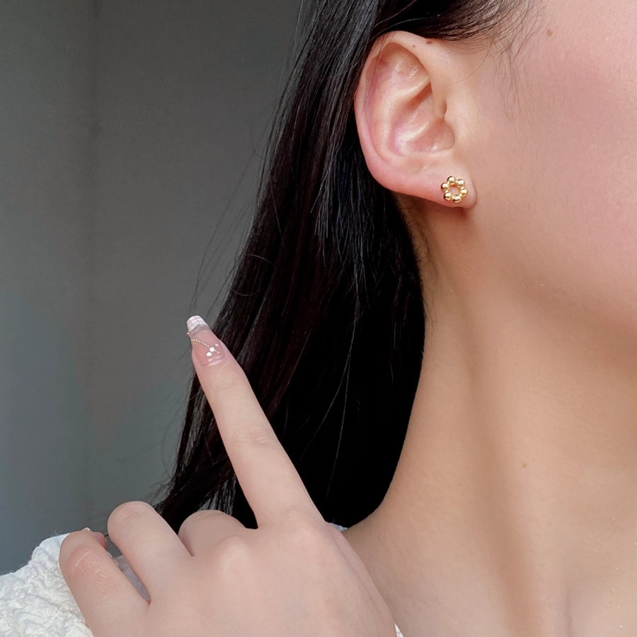 1 Pair 925 Sterling Silver 925 Sterling Silver Earrings Solid Color Ear Studs