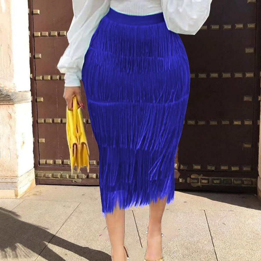 summer simple style solid color midi dress skirts