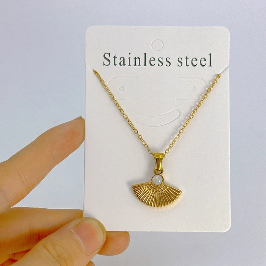 Jewelry Vintage Style Simple Style Sector 304 Stainless Steel Pendant Necklace