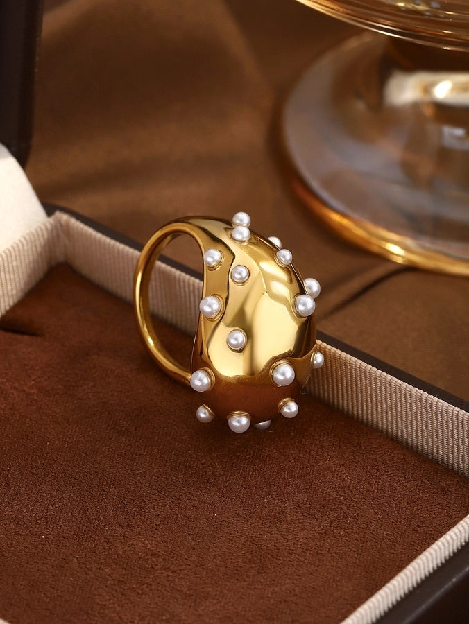 Jewelry Elegant Classical Vintage Style Geometric Water Droplets 316L Stainless Steel  Titanium Steel Wide Band Rings Open Rings