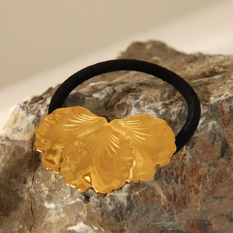 Women's Hip-Hop Ethnic Style Korean Style Ginkgo Leaf 304 Stainless Steel Elastic Band Hair Tie