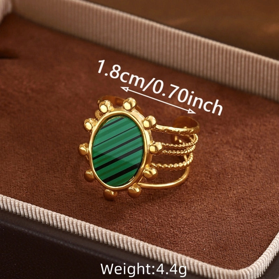 Jewelry Classical Exaggerated Simple Style Devil's Eye Oval Watermelon 316L Stainless Steel  Resin Adjustable Ring
