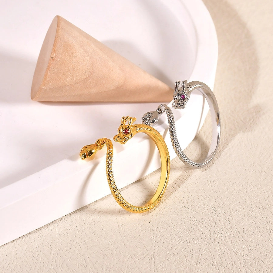 Casual Dragon Alloy Plating Diamond Unisex Rings
