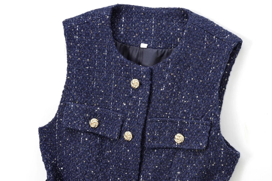 Women's Elegant Solid Color Belt Single Breasted Vest