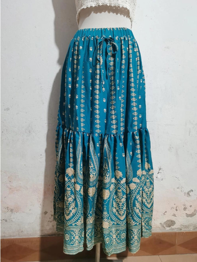 Summer Vacation Printing Polyester Maxi Long Dress Skirts