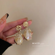 Silver Needle-White Ear Studs
