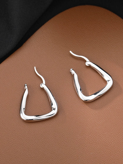s925 Sterling Silver Square Ear Buckle New Earrings High Sense Earrings Korean Elegant Internet Popular Earrings Women's New Earrings
