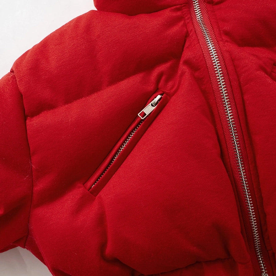 Women's Streetwear Solid Color Zipper Coat cotton clothes
