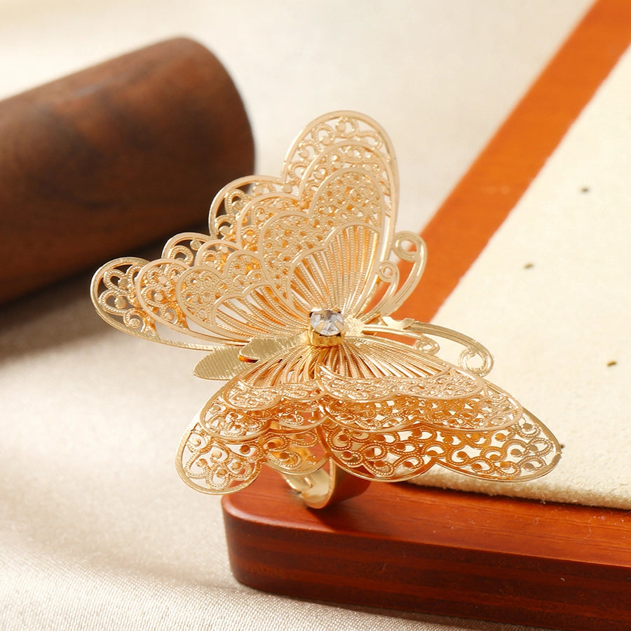 Cute Luxurious Butterfly Alloy Adults Rings