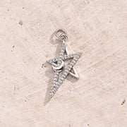 Zircon Long-Pointed Star Pendant (White Gold Color) [27x14mm (Aperture: 3mm)]