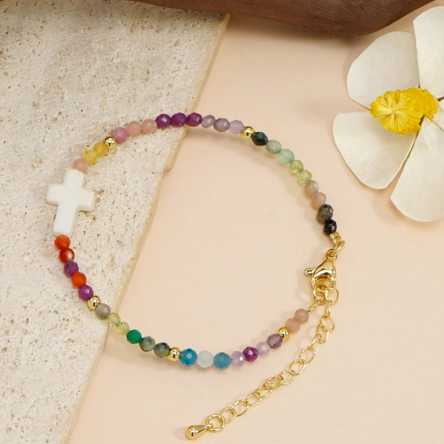 Bohemian Cross 304 Stainless Steel natural stone Shell Beaded Chain String Bracelets