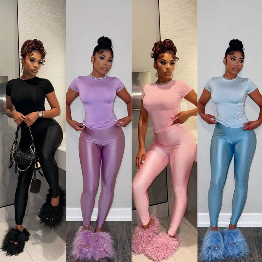 Daily Women's Streetwear Solid Color Spandex Polyester Pants Sets Pants Sets