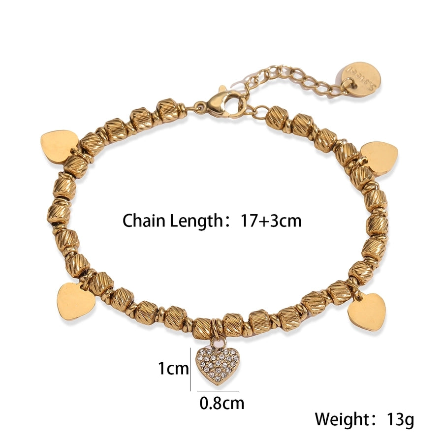 Retro Simple Style Color Block Heart Shape Solid Color 304 Stainless Steel  Bracelets In Bulk Stainless Steel Bracelets