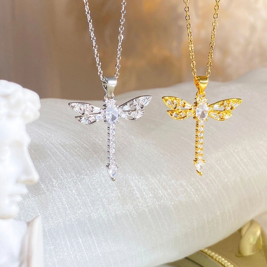 Jewelry Simple Style Commute Dragonfly Copper Plating Pendant Necklace