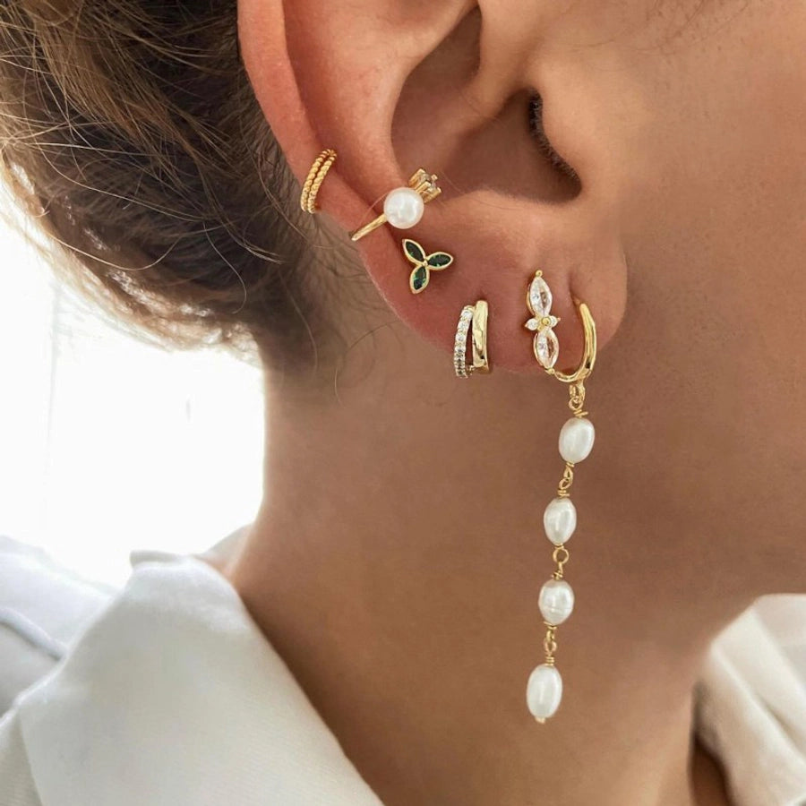 1 Pair Casual Elegant Geometric Copper Zircon Drop Earrings Ear Studs