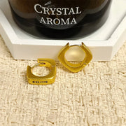 Gold-plated Diamond-shaped Letter Earrings