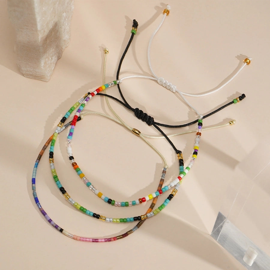 Bohemian Round Seed Bead Wax line Copper  Beaded Bracelets