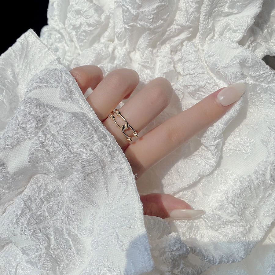 925 Sterling Silver Geometric Adjustable Ring