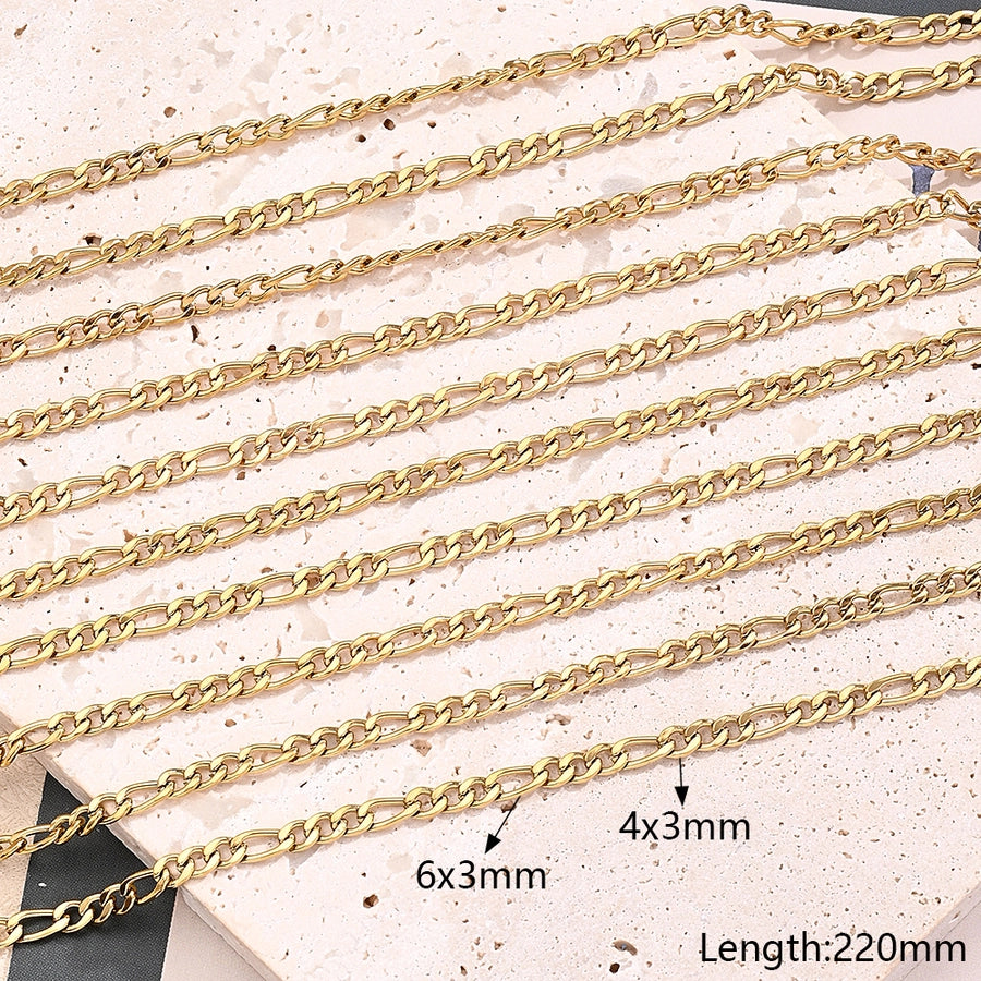 10 Strands/Package 304 Stainless Steel 18K Gold Plated cable chain snake chain figaro chain Polished Length: 170 50mm Length: 190 50mm Length:230+50mm Jewelry Accessories